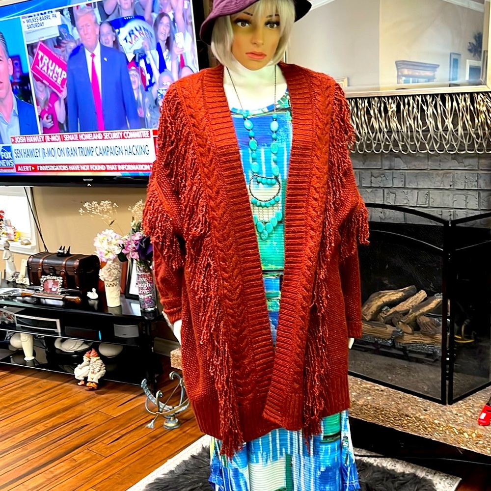 SALE !!NWOT: Rust-colored Open Front Cardigan. Size: 12/14